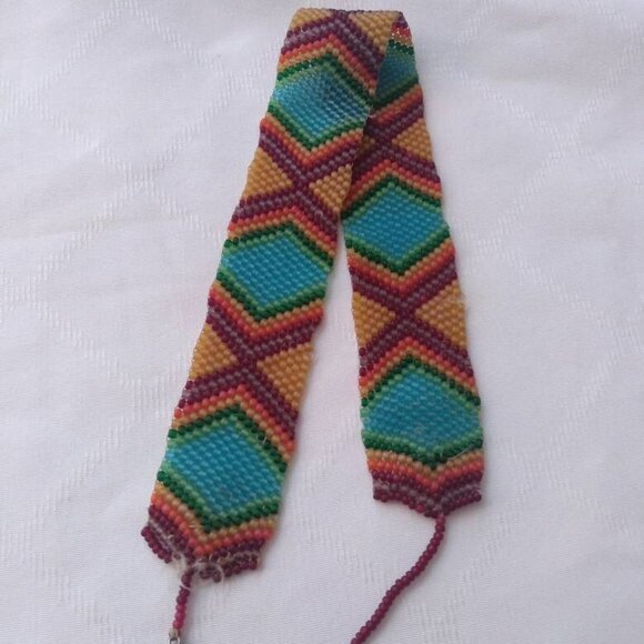 Wide Hand Beaded Vintage Choker Necklace Bracelet Jewelry Woman Man Child Kid - Picture 8 of 10